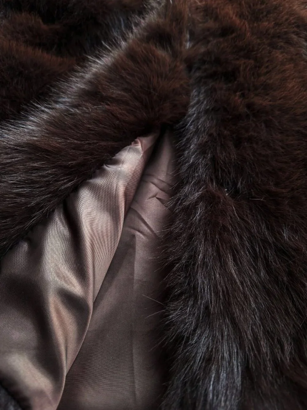 Coffee Brown Women's Plus Size Lapel Neck Long Sleeve Faux Fur Coat